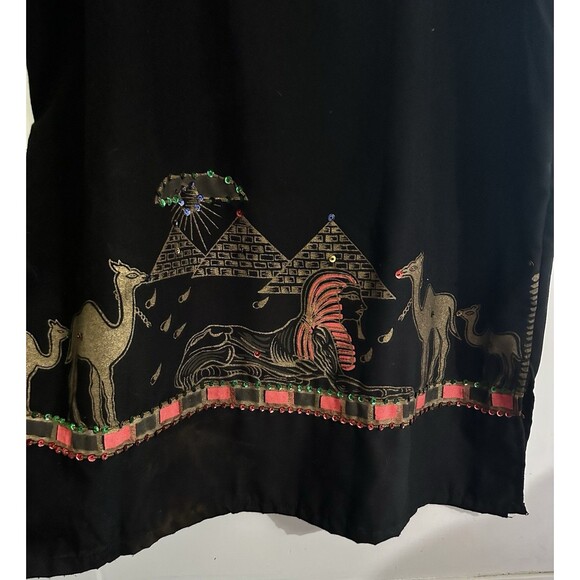 HB BRSY Egyptian Kafkan Dress Black Gold Beaded Sequin Nefertiti Tutankhamun M - Picture 4 of 6